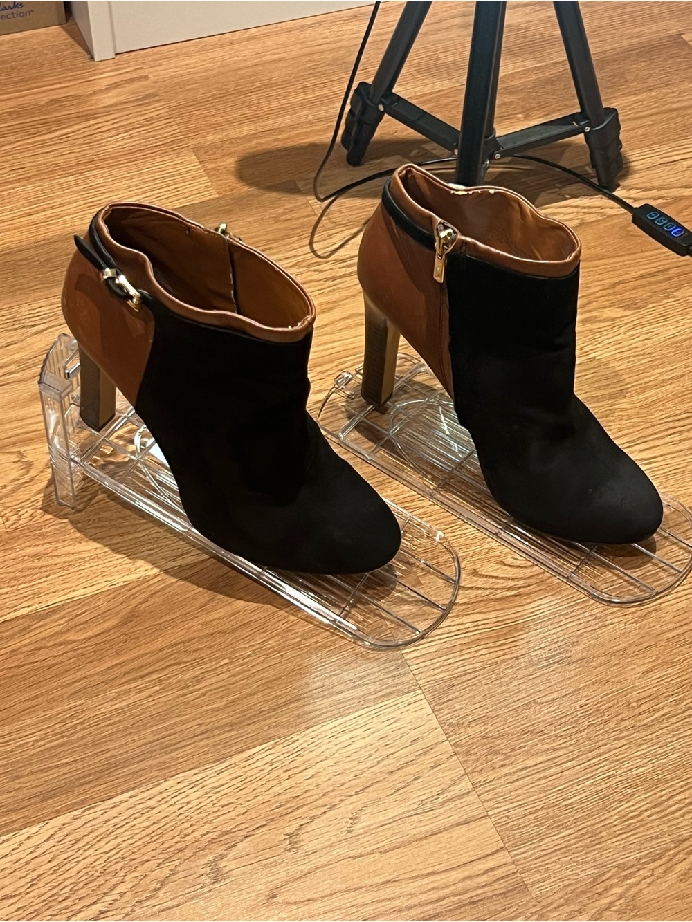 Banana Republic Black and Brown Two-Tone Suede Ankle Booties